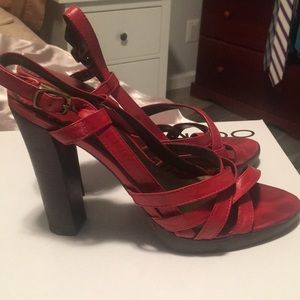 Red leather sandals